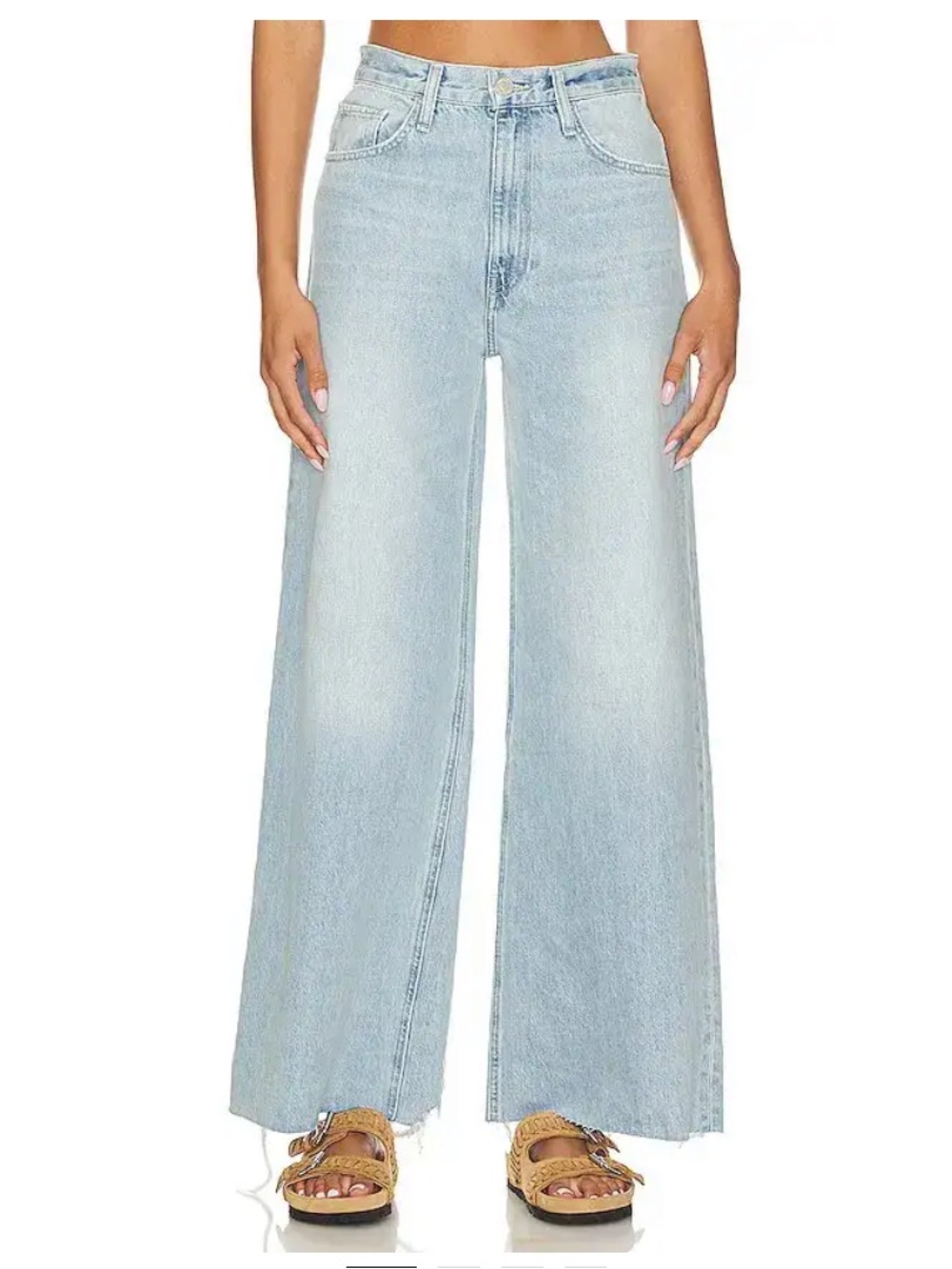 Hudson James High Rise Wide Leg Barefoot Jeans Iris Light Wash 100% Cotton 27